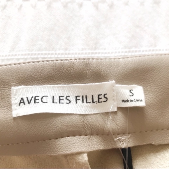 NWT ANTHROPOLOGIE AVEC LES FILLES BEIGE FAUX LEATHER HIGH RISE SKINNY PANTS - S - Picture 3 of 14